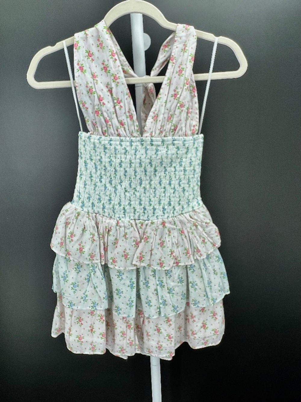 Altar’d State NWT, Ditsy Floral Tiered Open Back Haltered Mini Dress, NWT